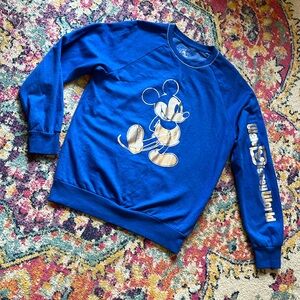 Mickey Mouse Disney blue sweatshirt silver graphic